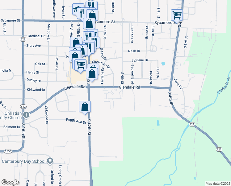 map of restaurants, bars, coffee shops, grocery stores, and more near 824 South 9th Street in Murray