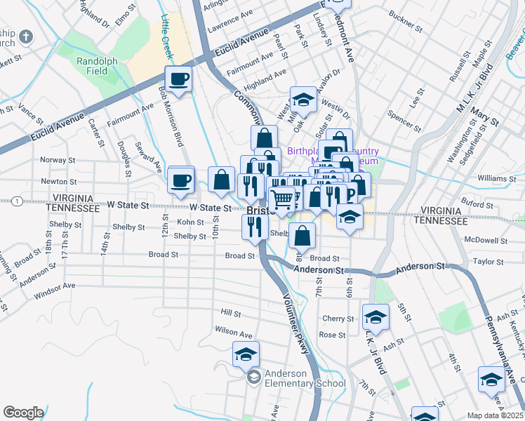 map of restaurants, bars, coffee shops, grocery stores, and more near in Bristol