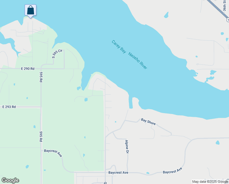 map of restaurants, bars, coffee shops, grocery stores, and more near 205 Walnut Circle in Grove