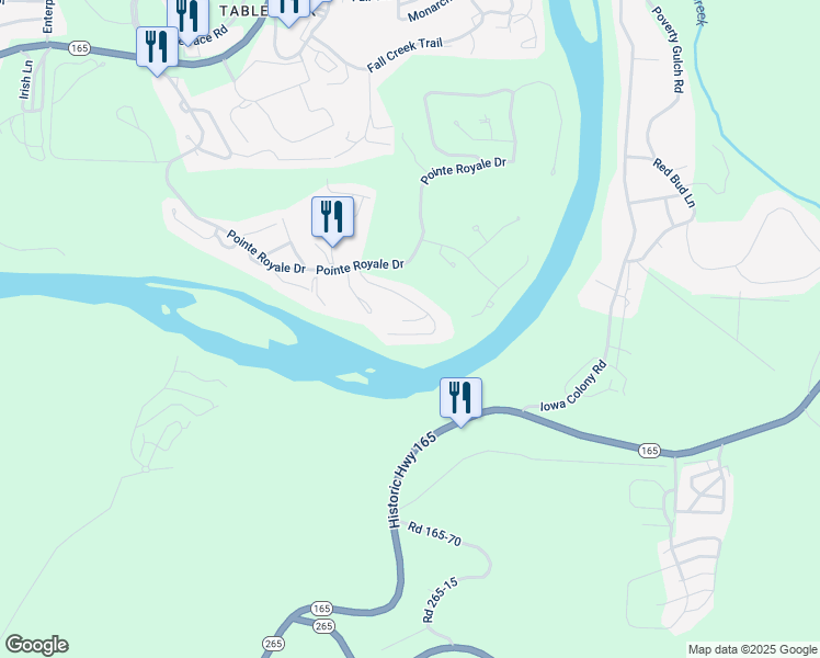 map of restaurants, bars, coffee shops, grocery stores, and more near 344 Wimbledon Drive in Branson