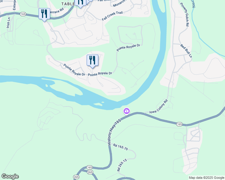 map of restaurants, bars, coffee shops, grocery stores, and more near 344 Wimbledon Drive in Branson
