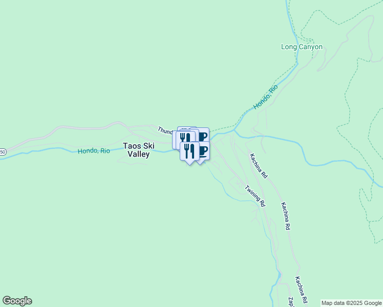 map of restaurants, bars, coffee shops, grocery stores, and more near 103 Sutton Place in Taos Ski Valley