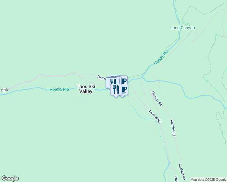 map of restaurants, bars, coffee shops, grocery stores, and more near 103 Sutton Place in Taos Ski Valley