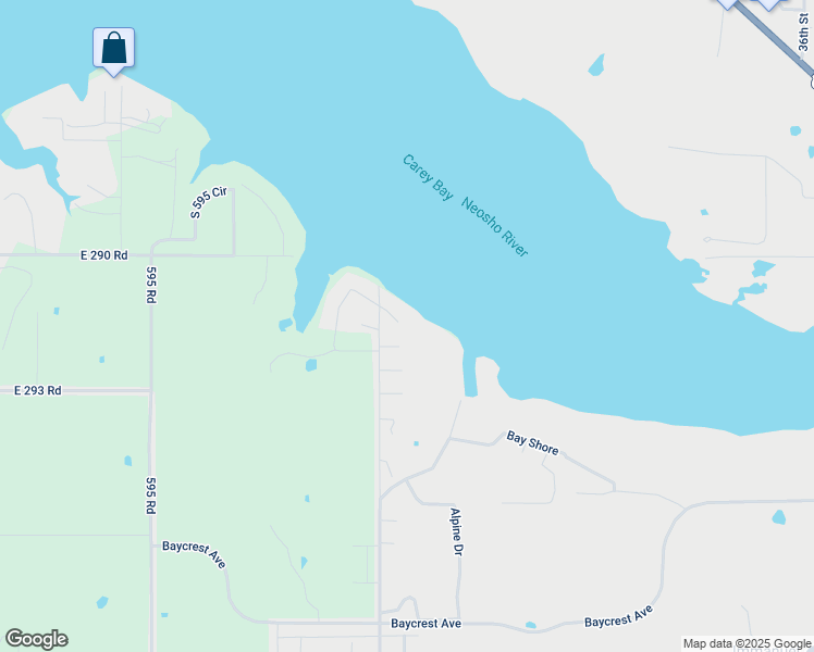 map of restaurants, bars, coffee shops, grocery stores, and more near 205 Walnut Circle in Grove