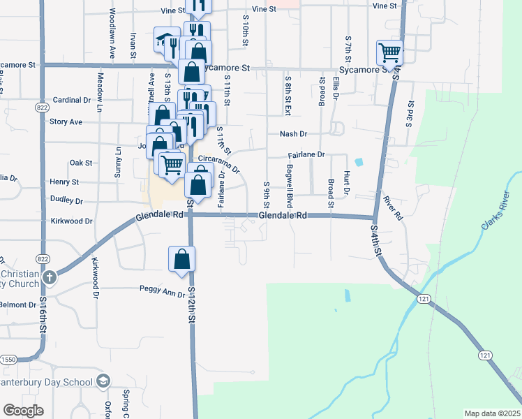map of restaurants, bars, coffee shops, grocery stores, and more near 824 South 9th Street in Murray