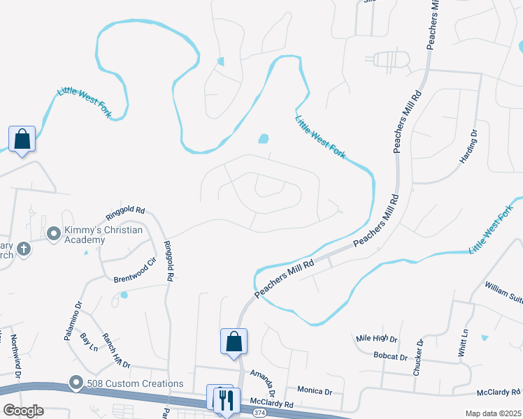 map of restaurants, bars, coffee shops, grocery stores, and more near 1096 Castlerock Drive in Clarksville