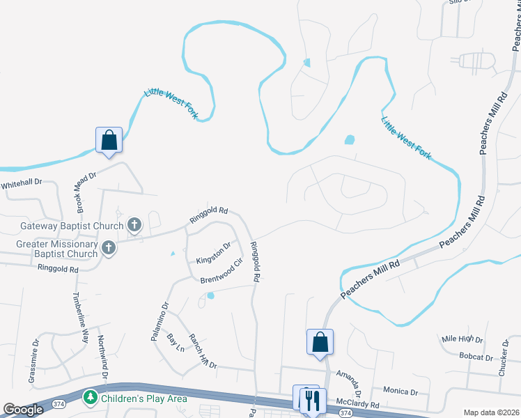 map of restaurants, bars, coffee shops, grocery stores, and more near 517 Ringgold Road in Clarksville
