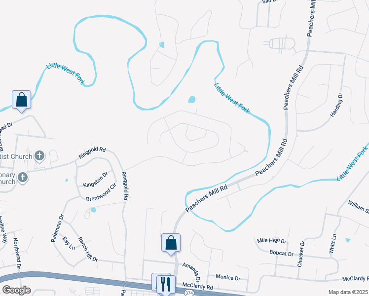 map of restaurants, bars, coffee shops, grocery stores, and more near 1089 Castlerock Drive in Clarksville
