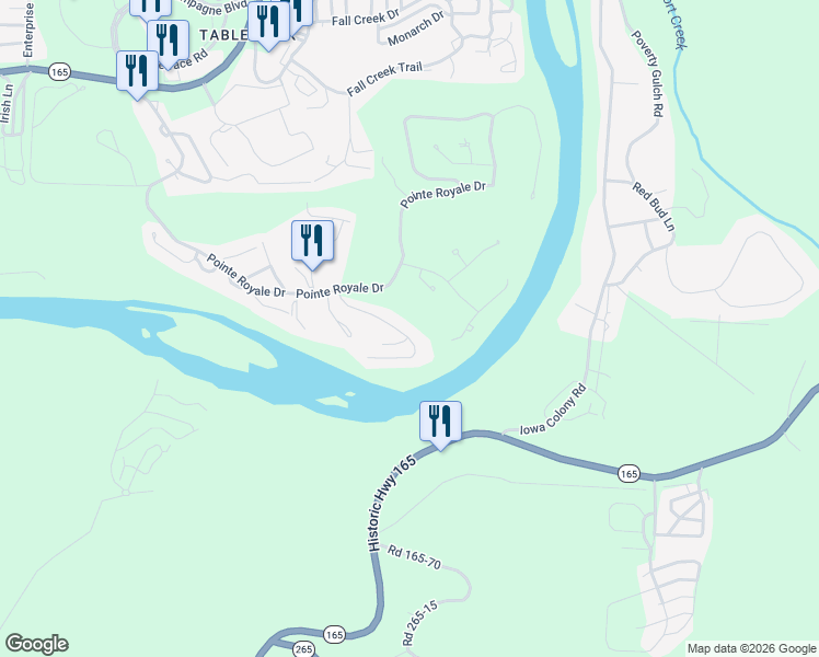map of restaurants, bars, coffee shops, grocery stores, and more near 305 Wimbledon Drive in Branson