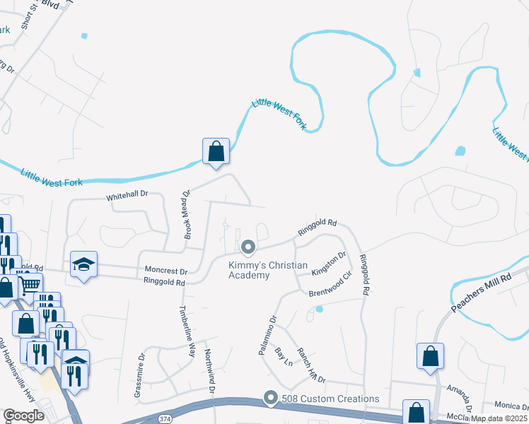 map of restaurants, bars, coffee shops, grocery stores, and more near 210 Sarah Elizabeth Drive in Clarksville
