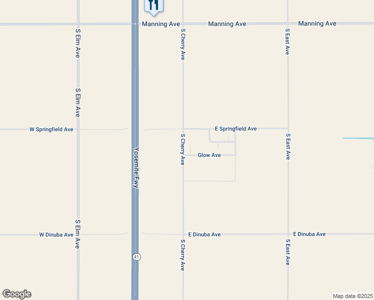 map of restaurants, bars, coffee shops, grocery stores, and more near 9528 South Cherry Avenue in Fresno