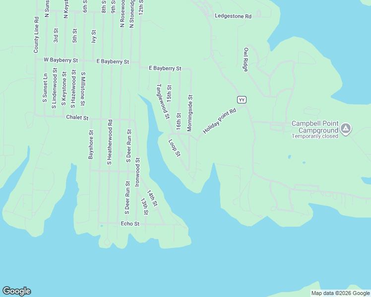 map of restaurants, bars, coffee shops, grocery stores, and more near 389 16th Street in Shell Knob