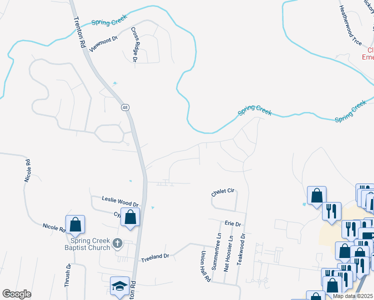 map of restaurants, bars, coffee shops, grocery stores, and more near Gibbs Lane in Clarksville