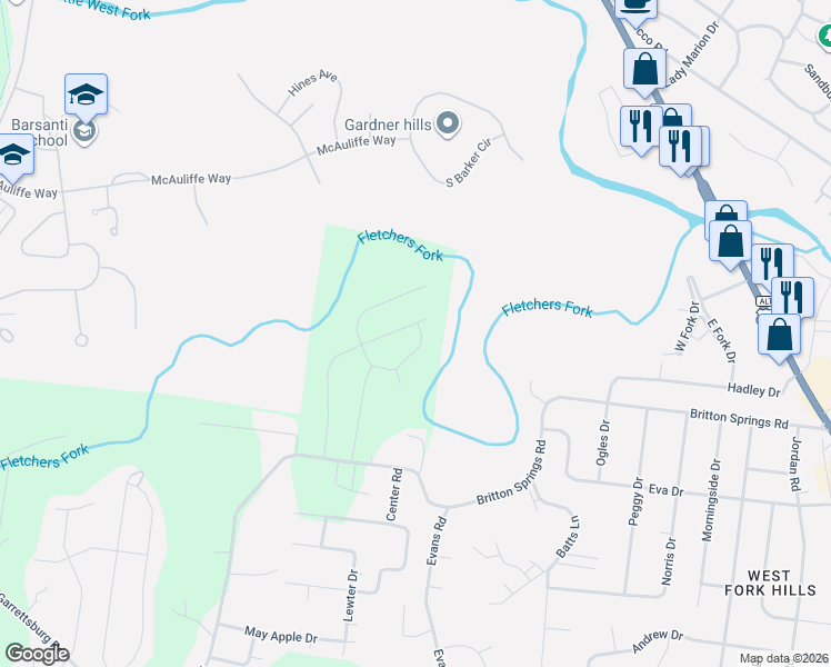 map of restaurants, bars, coffee shops, grocery stores, and more near 901 Britton Springs Road in Clarksville