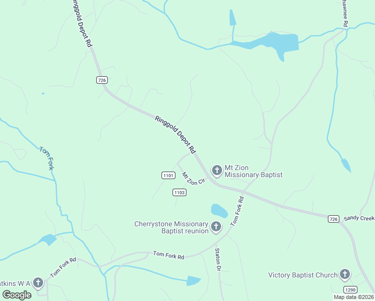 map of restaurants, bars, coffee shops, grocery stores, and more near 1453 Ringgold Depot Road in Ringgold
