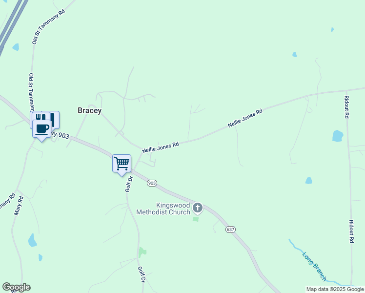 map of restaurants, bars, coffee shops, grocery stores, and more near 300 Nellie Jones Road in Bracey