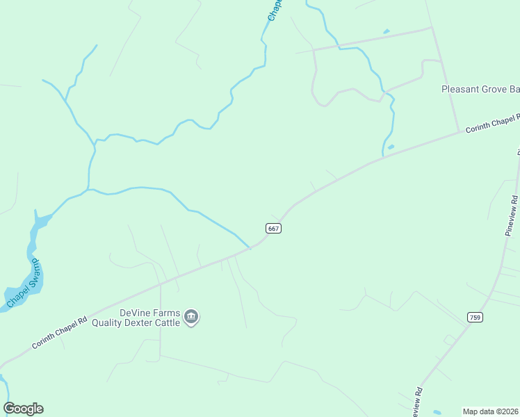 map of restaurants, bars, coffee shops, grocery stores, and more near 6940 Corinth Chapel Road in Suffolk