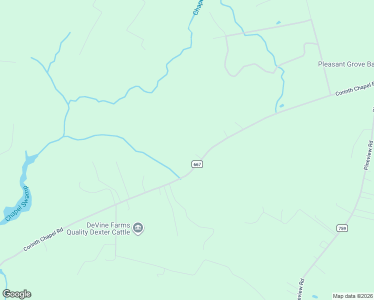 map of restaurants, bars, coffee shops, grocery stores, and more near 6940 Corinth Chapel Road in Suffolk