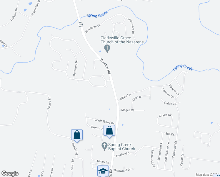 map of restaurants, bars, coffee shops, grocery stores, and more near 3091 Autumn Bluff Court in Clarksville