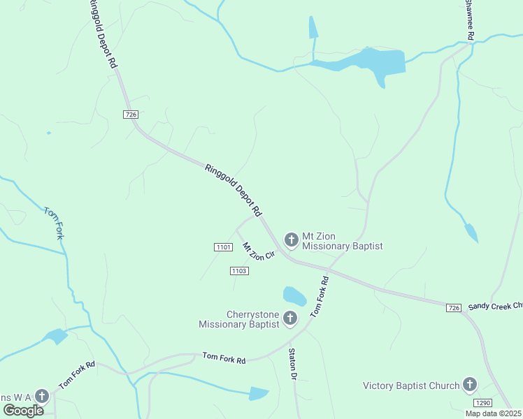 map of restaurants, bars, coffee shops, grocery stores, and more near 1453 Ringgold Depot Road in Ringgold