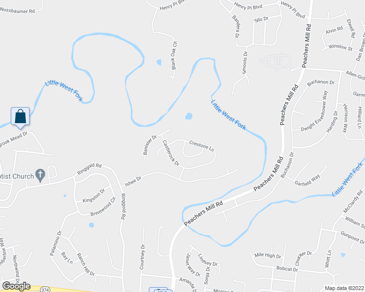 map of restaurants, bars, coffee shops, grocery stores, and more near 1073 Castlerock Drive in Clarksville