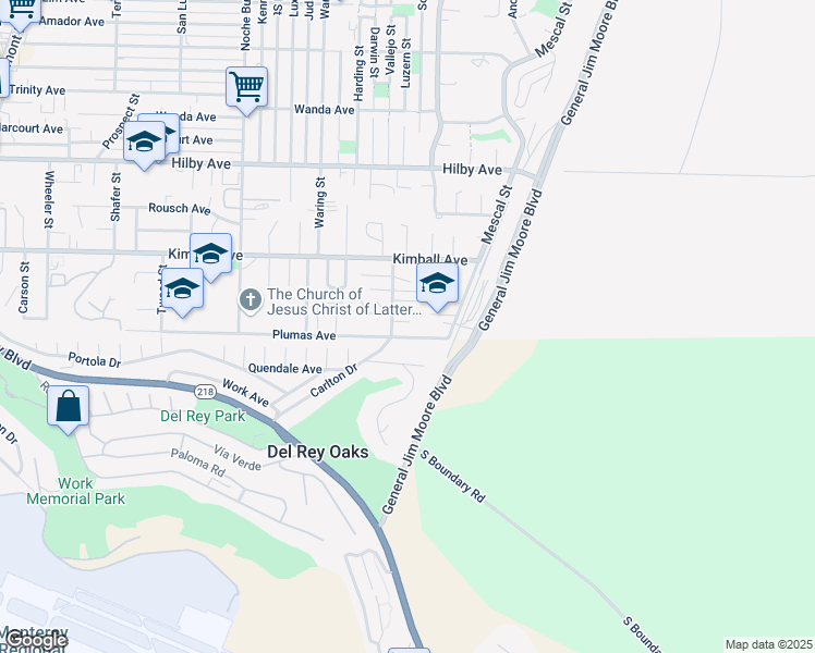 map of restaurants, bars, coffee shops, grocery stores, and more near 1555 Plumas Avenue in Seaside