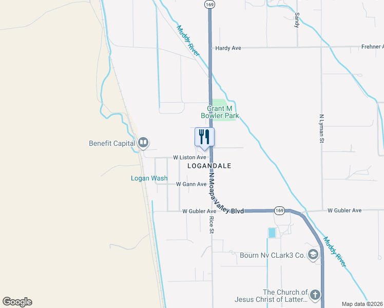 map of restaurants, bars, coffee shops, grocery stores, and more near 1990 West Liston Avenue in Moapa Valley