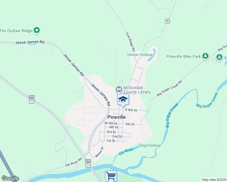 map of restaurants, bars, coffee shops, grocery stores, and more near 811 Bailey Road in Pineville