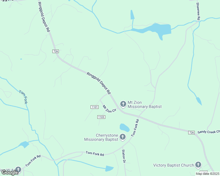 map of restaurants, bars, coffee shops, grocery stores, and more near 1453 Ringgold Depot Road in Ringgold