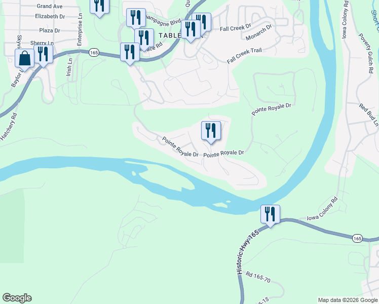 map of restaurants, bars, coffee shops, grocery stores, and more near 147 Grandview Drive in Branson