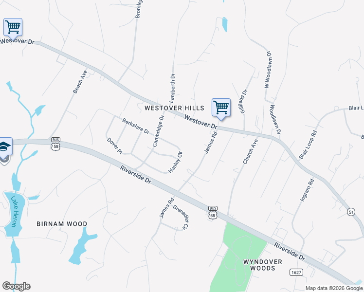 map of restaurants, bars, coffee shops, grocery stores, and more near 350 Hanley Circle in Danville