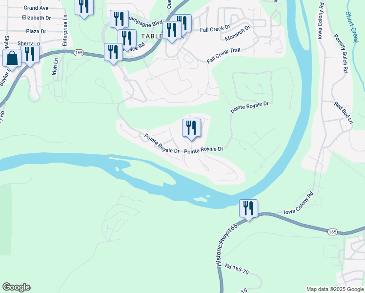 map of restaurants, bars, coffee shops, grocery stores, and more near 267 Bunker Ridge Drive in Branson