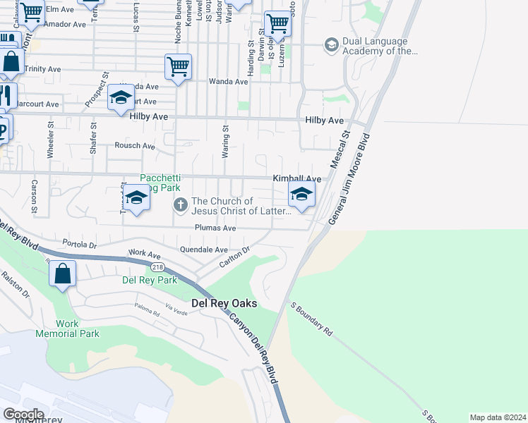 map of restaurants, bars, coffee shops, grocery stores, and more near in Sand City