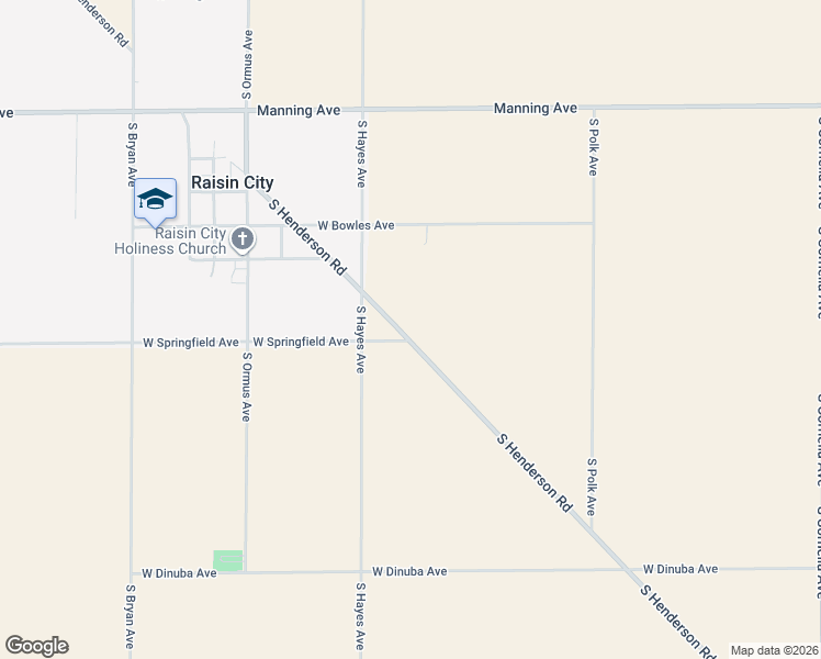 map of restaurants, bars, coffee shops, grocery stores, and more near 9496 South Henderson Road in Raisin City