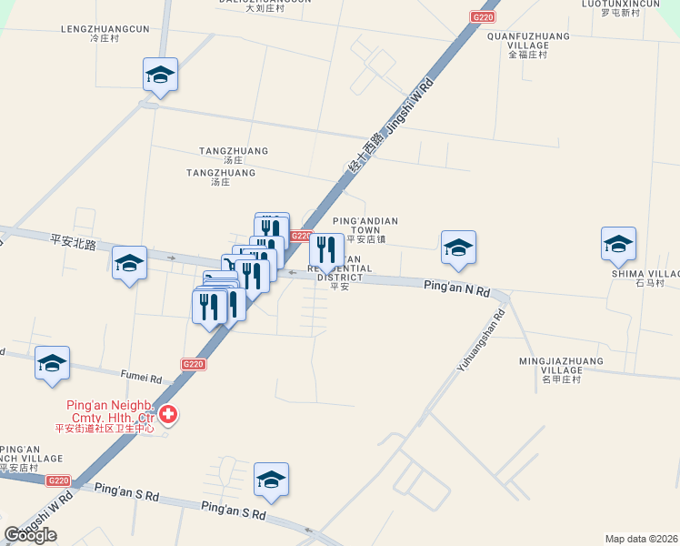 map of restaurants, bars, coffee shops, grocery stores, and more near in Jinan