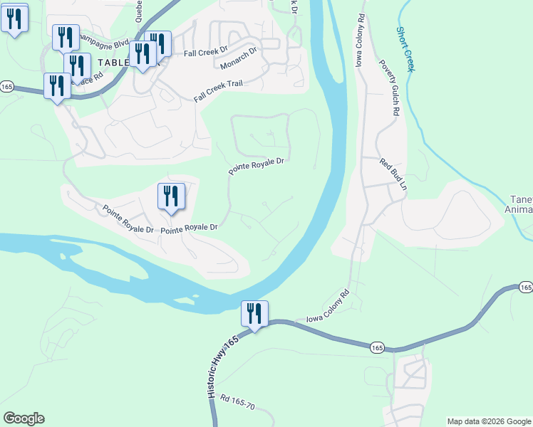 map of restaurants, bars, coffee shops, grocery stores, and more near 161 Regent Drive in Branson