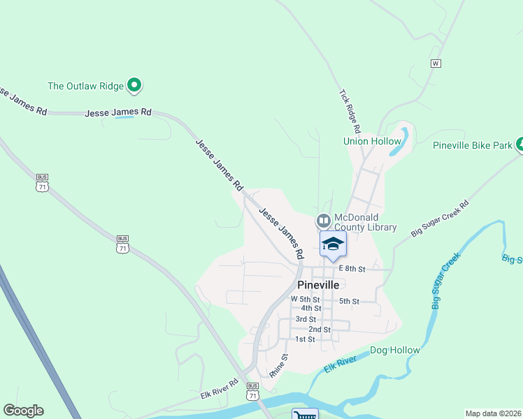 map of restaurants, bars, coffee shops, grocery stores, and more near 804 Jesse James Road in Pineville