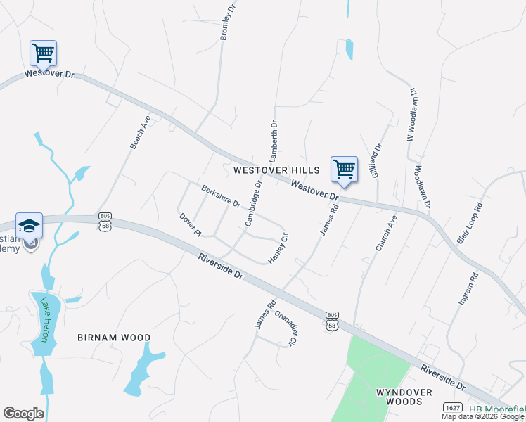 map of restaurants, bars, coffee shops, grocery stores, and more near 372 Hanley Circle in Danville