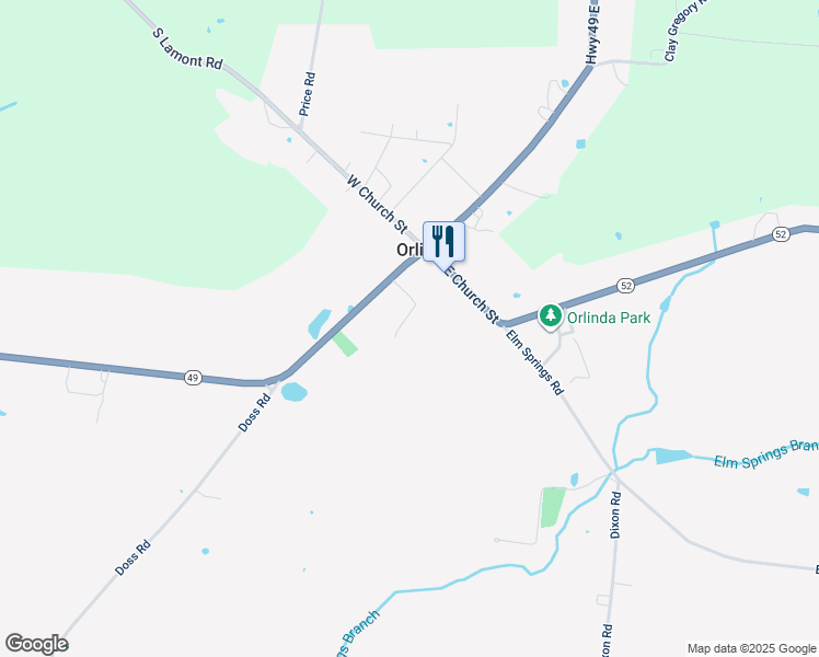 map of restaurants, bars, coffee shops, grocery stores, and more near 1030 Industrial Drive in Orlinda