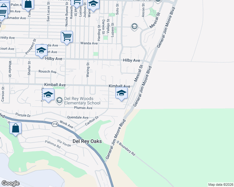 map of restaurants, bars, coffee shops, grocery stores, and more near 1561 La Honda Court in Seaside
