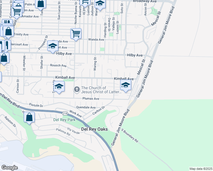 map of restaurants, bars, coffee shops, grocery stores, and more near 1497 Highland Place in Seaside