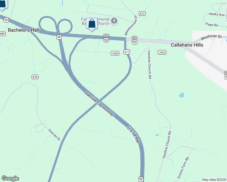 map of restaurants, bars, coffee shops, grocery stores, and more near 677 Berry Hill Road in Danville