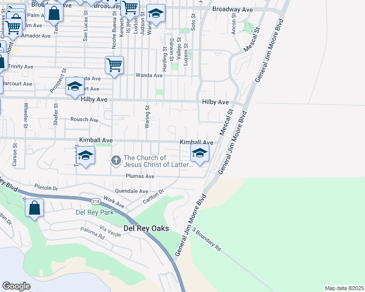 map of restaurants, bars, coffee shops, grocery stores, and more near 1092 Highland Street in Seaside