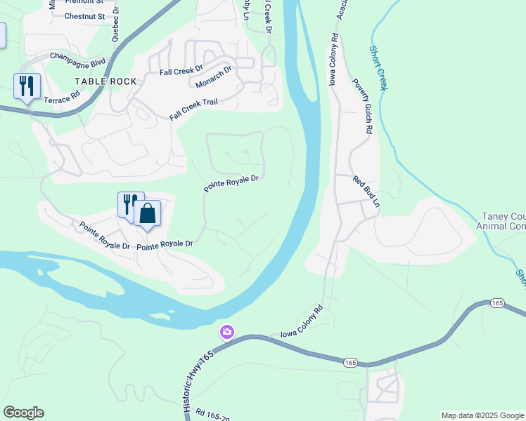 map of restaurants, bars, coffee shops, grocery stores, and more near 230 Regent Dr in Branson