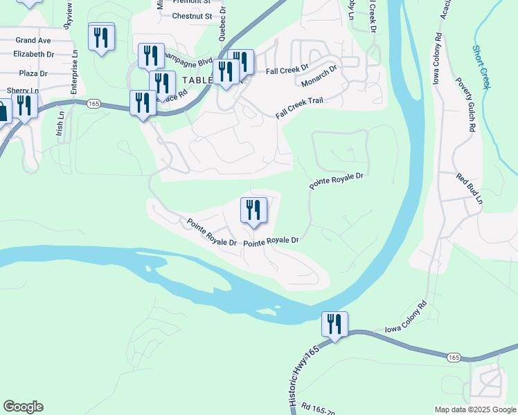 map of restaurants, bars, coffee shops, grocery stores, and more near 133 Troon Drive in Branson