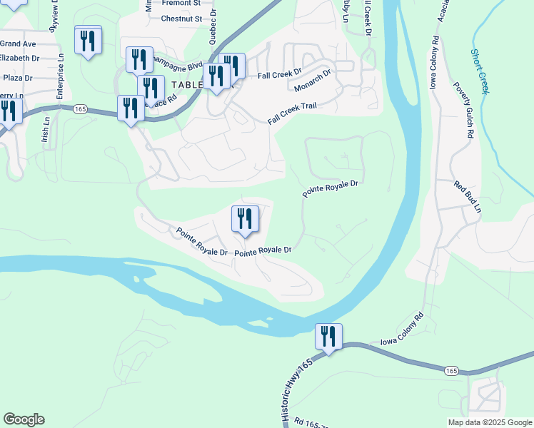 map of restaurants, bars, coffee shops, grocery stores, and more near 158 Troon Drive in Branson