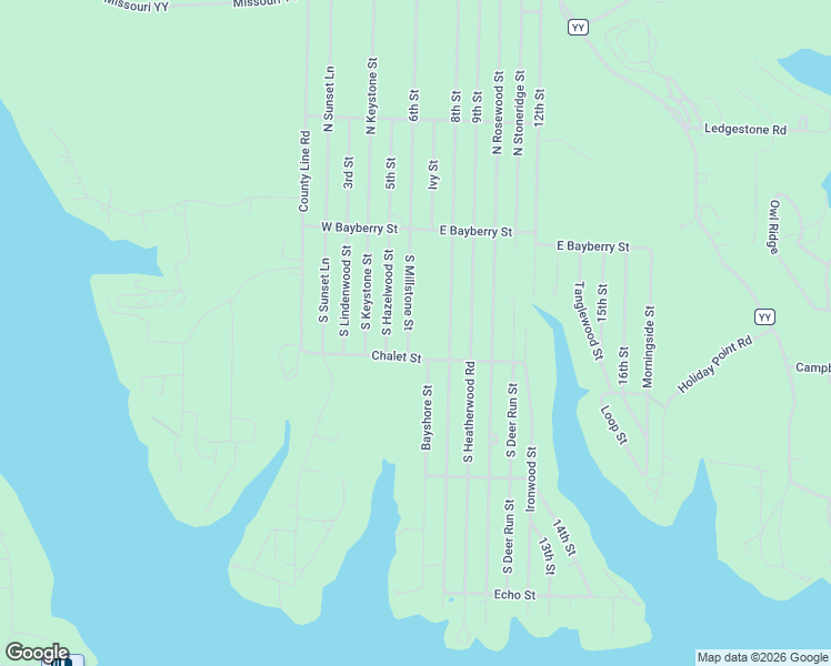 map of restaurants, bars, coffee shops, grocery stores, and more near 1-299 S Millstone St in Shell Knob