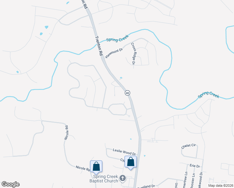 map of restaurants, bars, coffee shops, grocery stores, and more near 3104 Trenton Road in Clarksville