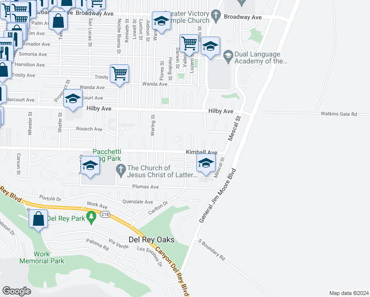map of restaurants, bars, coffee shops, grocery stores, and more near 1102 Sunnyhill Court in Seaside