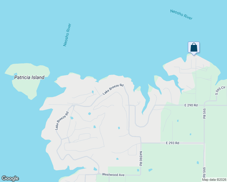 map of restaurants, bars, coffee shops, grocery stores, and more near 5018 Lake Breeze Road in Grove